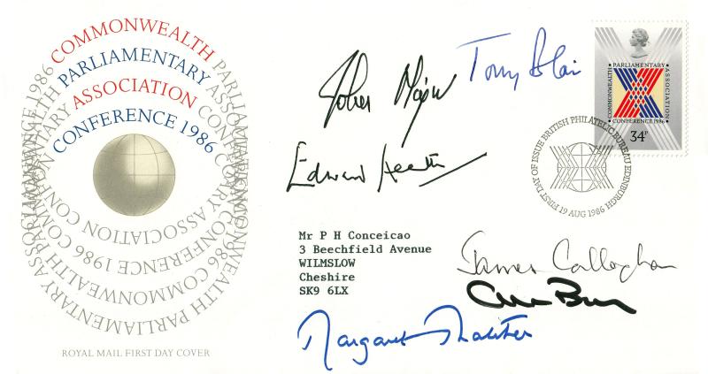 1986 (08) Parliamentary Conference - RM - Edinburgh H/S - Multi-Signed by SIX British Prime Ministers
