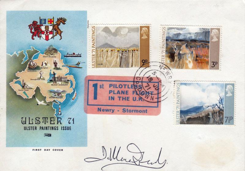 1971 (06) Ulster - Philart - Newry CDS + Newry Plane Flight Label - Signed by the Operator