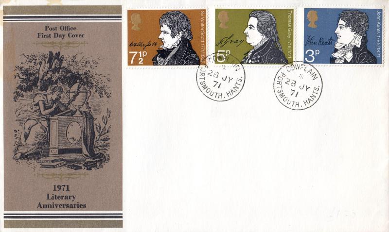 1971 (07) Literary Anniversaries - PO - Portsmouth CDS