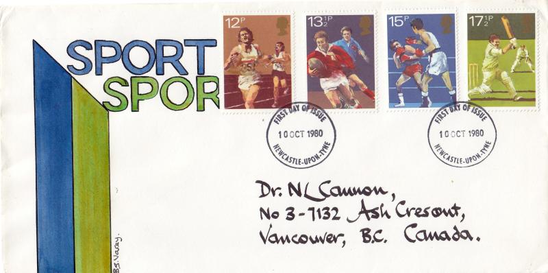 1980 (10) Sport - B.S. Vasey Hand Illustrated Cover - Newcastle Upon Tyne FDI