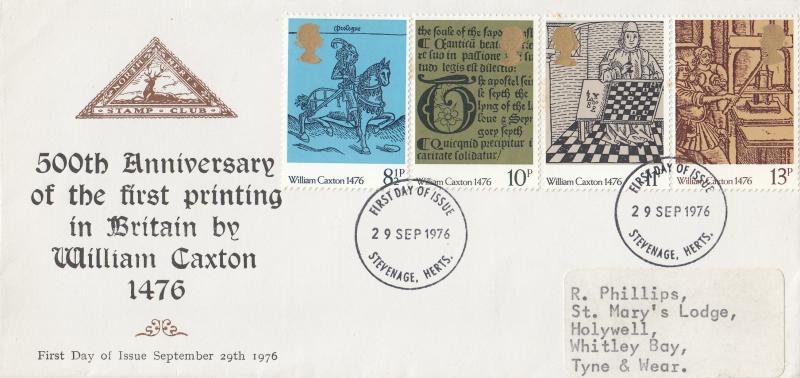 1976 (09) Caxton - North Herts Stamp Club - Stevenage FDI